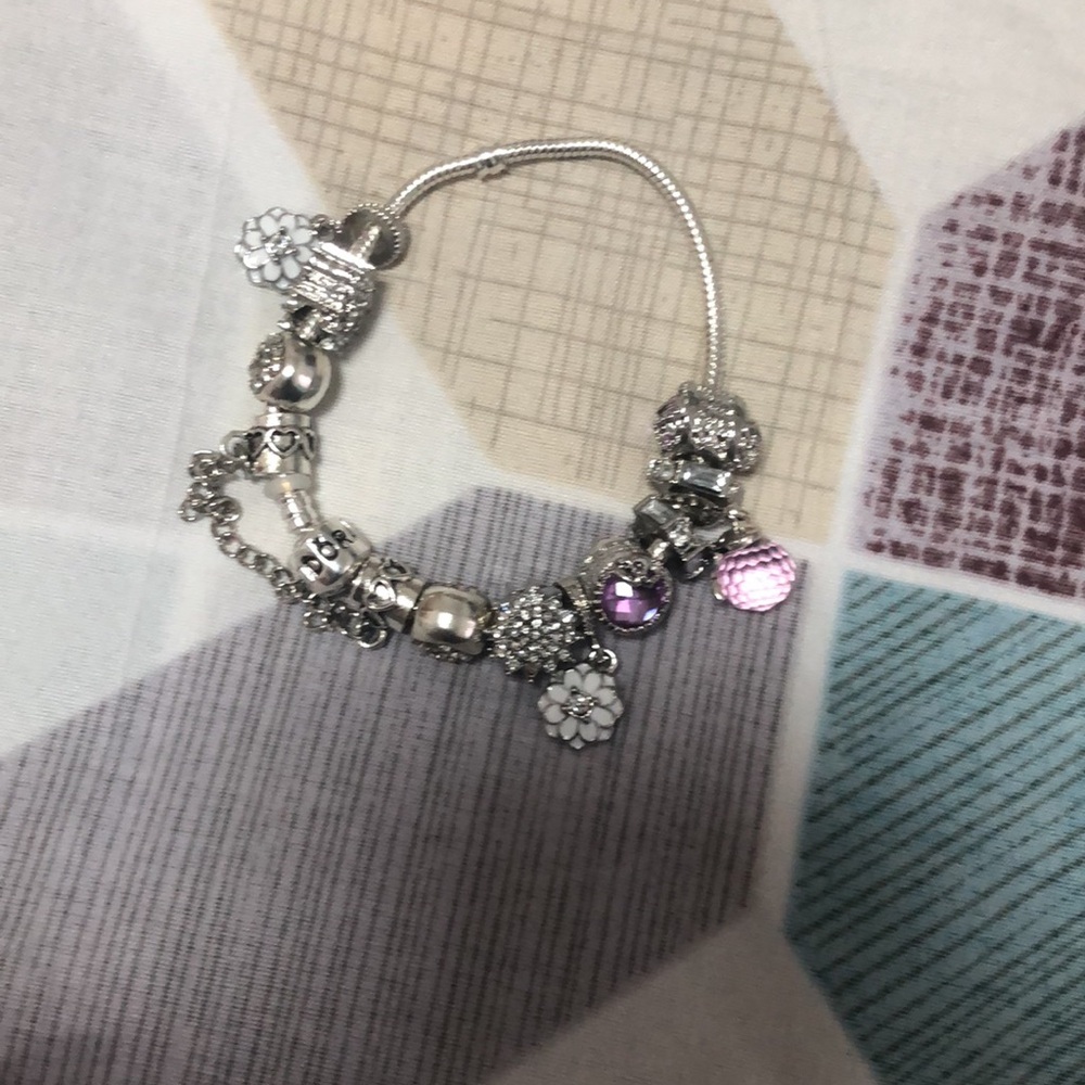 Elegant Silver and Pink Charm Bracelet